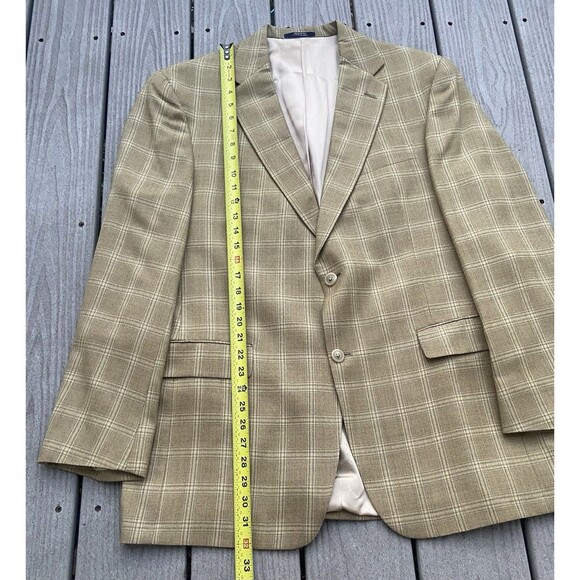 Hart Schaffner Marx Blazer Mens 42R Tan Plaid Wool Sport Coat Jacket Lord & Tay - Picture 12 of 12